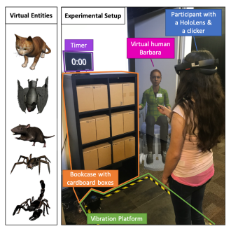 Analysis of Peripheral Vision and Vibrotactile Feedback During Proximal Search Tasks with Dynamic Virtual Entities in Augmented Reality